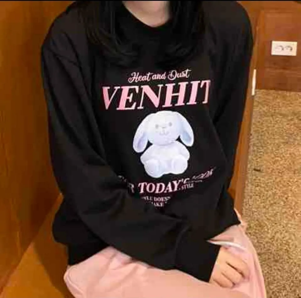 VENHIT  |Heart Street Style Long Sleeves Plain Oversized Logo