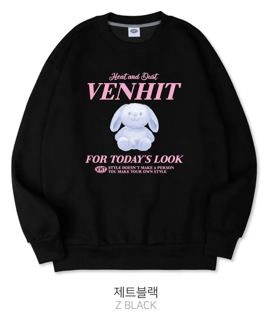 VENHIT  |Heart Street Style Long Sleeves Plain Oversized Logo