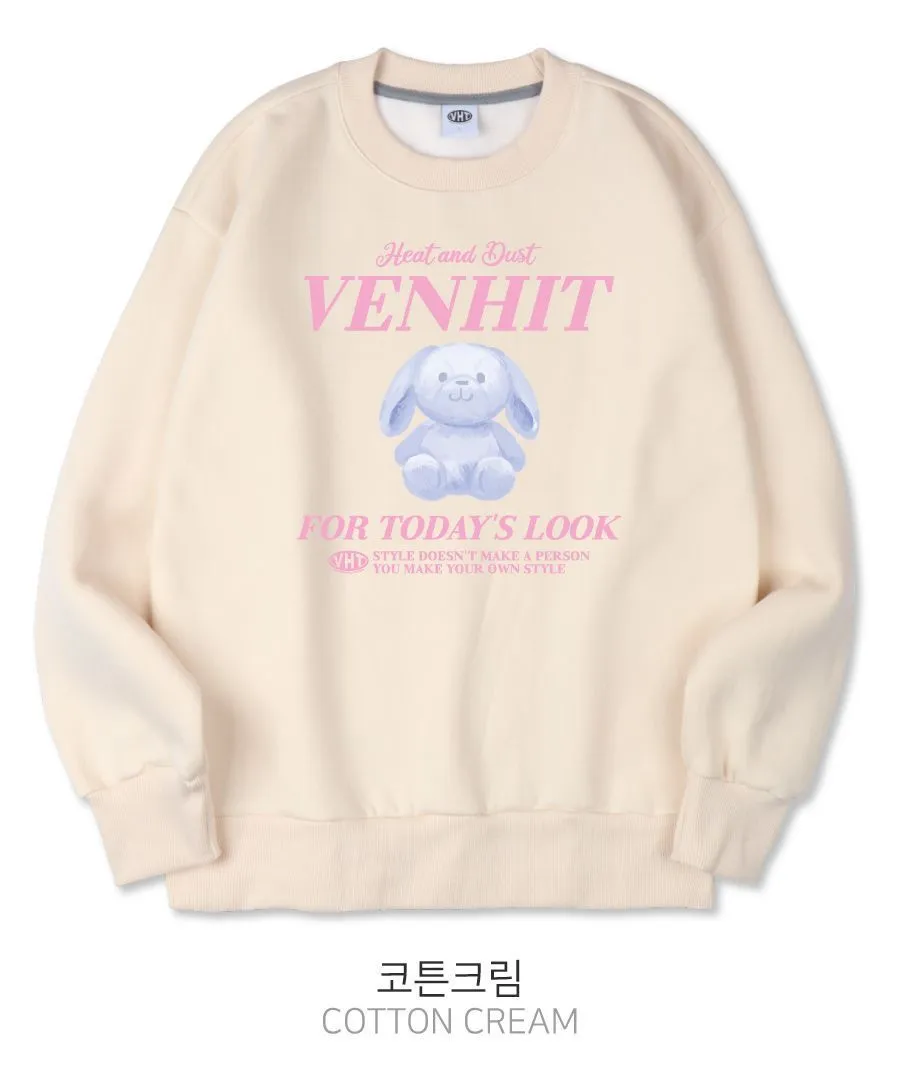 VENHIT  |Heart Street Style Long Sleeves Plain Oversized Logo