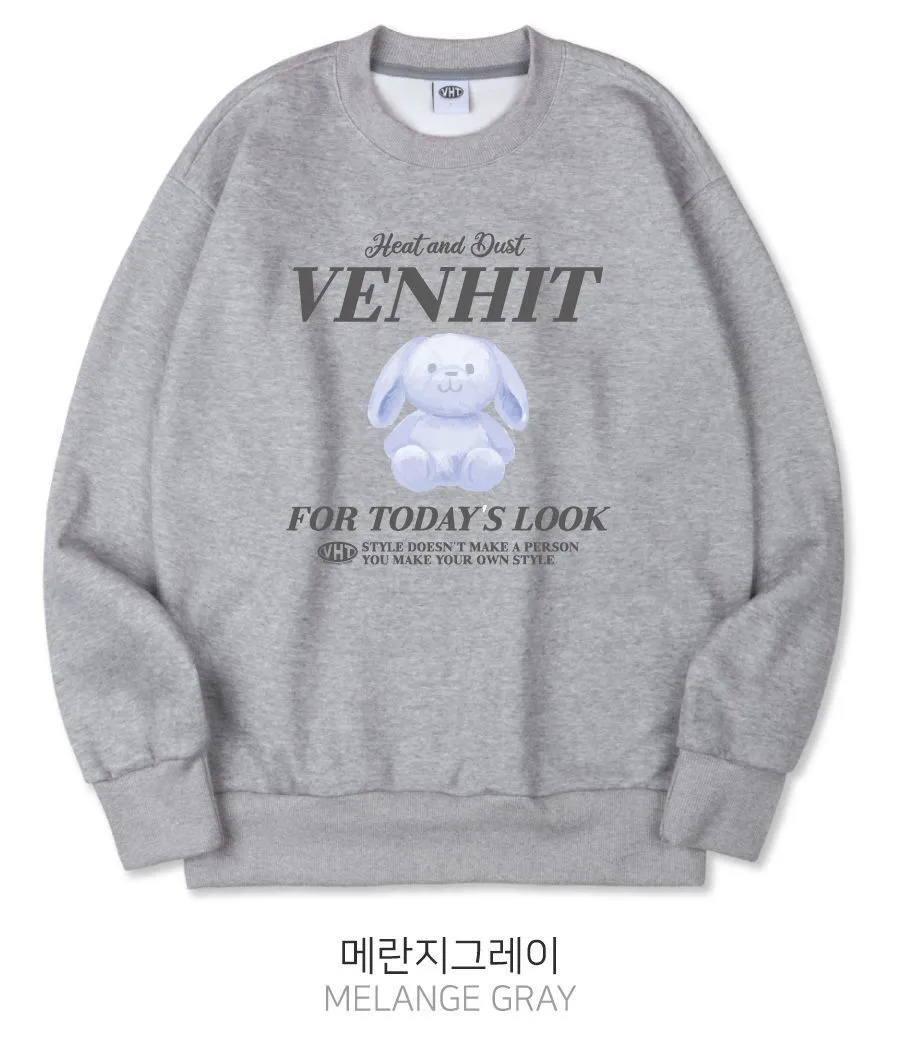 VENHIT  |Heart Street Style Long Sleeves Plain Oversized Logo