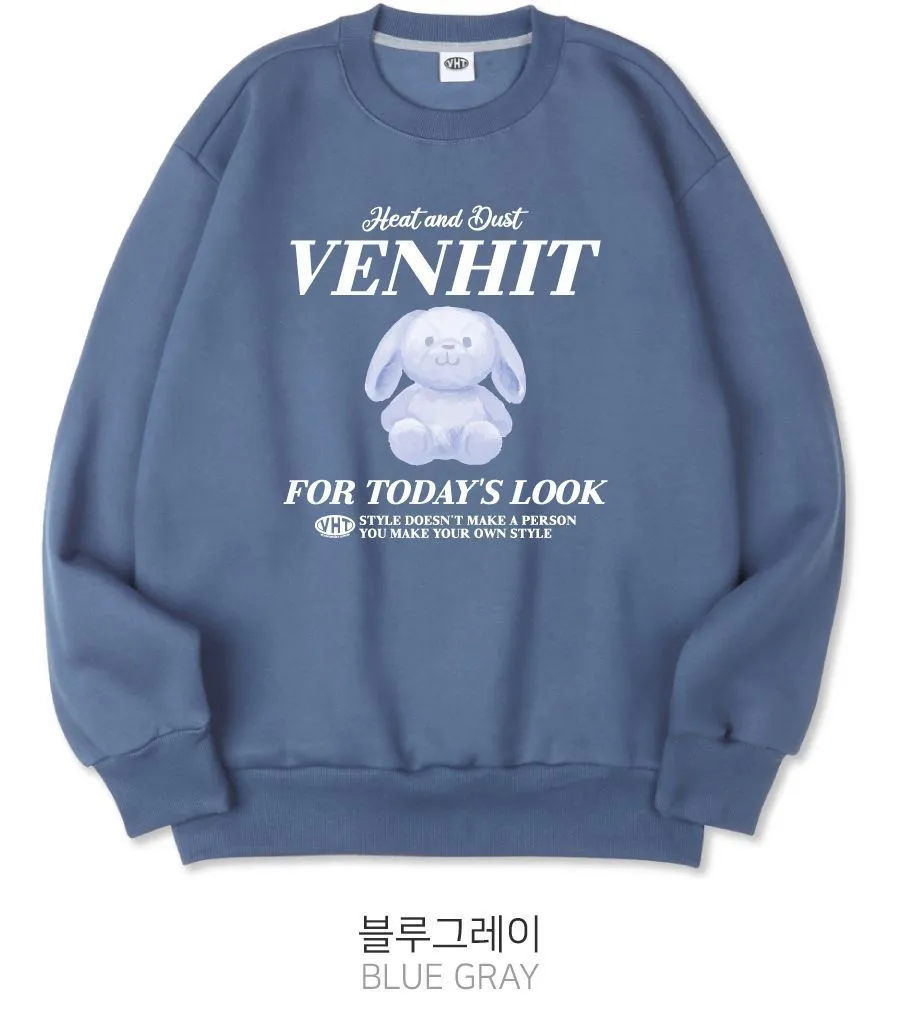 VENHIT  |Heart Street Style Long Sleeves Plain Oversized Logo