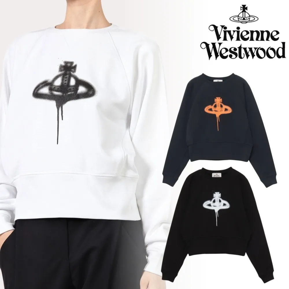 Vivienne Westwood  |Crew Neck Unisex Street Style Long Sleeves Plain Cotton Logo