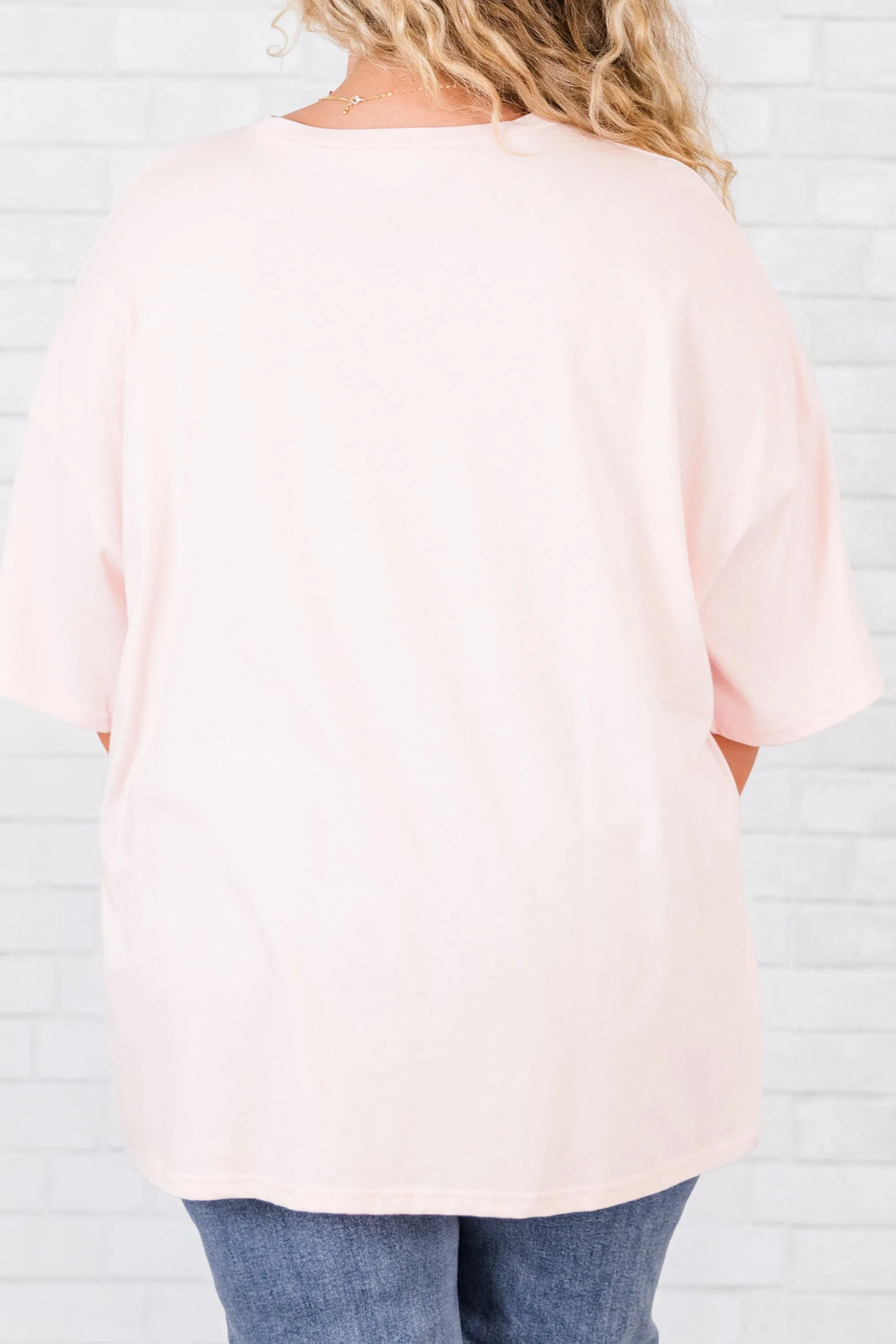 Weekend Club Boyfriend Tee, Cream Pink