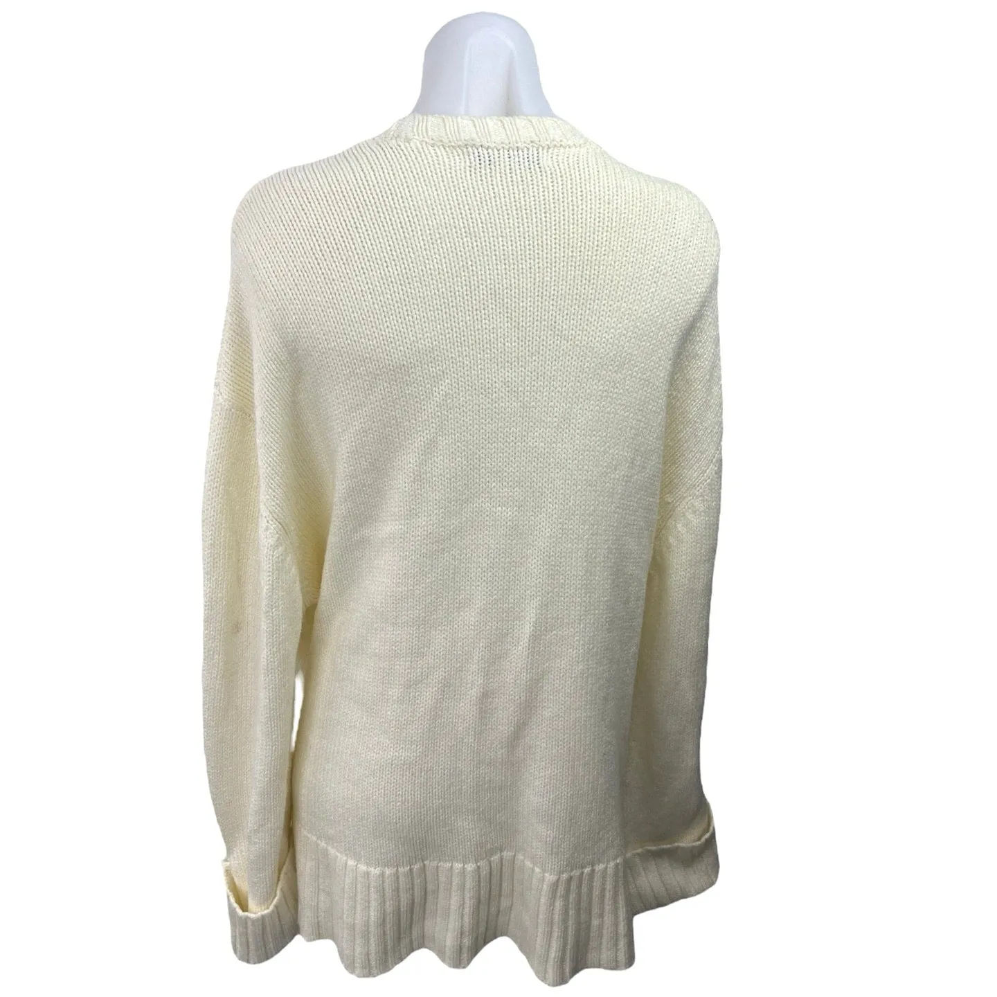 WeWoreWhat Cream Waffle KnittedCrew Neck Long Sleeve Pullover Sweater Size S