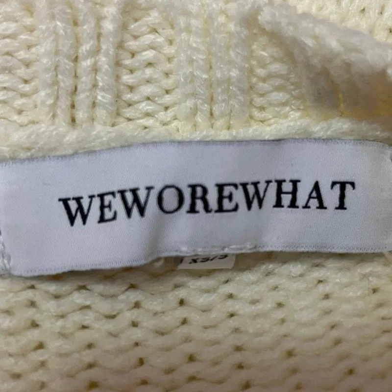 WeWoreWhat Cream Waffle KnittedCrew Neck Long Sleeve Pullover Sweater Size S