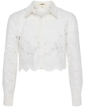 White Seychelle Crop Button Down Shirt