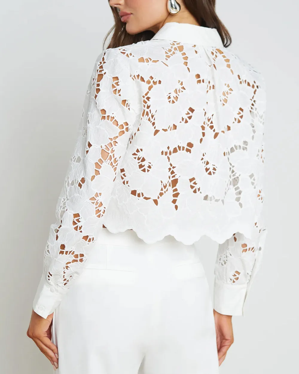 White Seychelle Crop Button Down Shirt