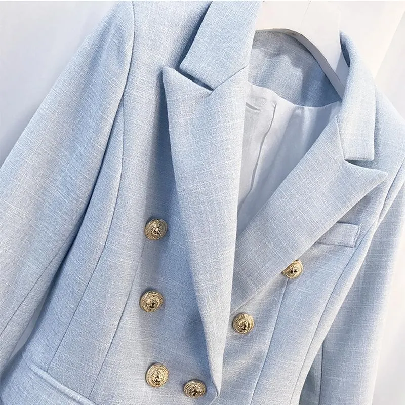 Women Blazer, Designer Blazer, Double Breast, Light Blue