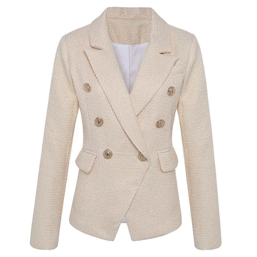 Women Blazer, Double Breasted Blazer, Beige