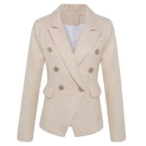 Women Blazer, Double Breasted Blazer, Beige