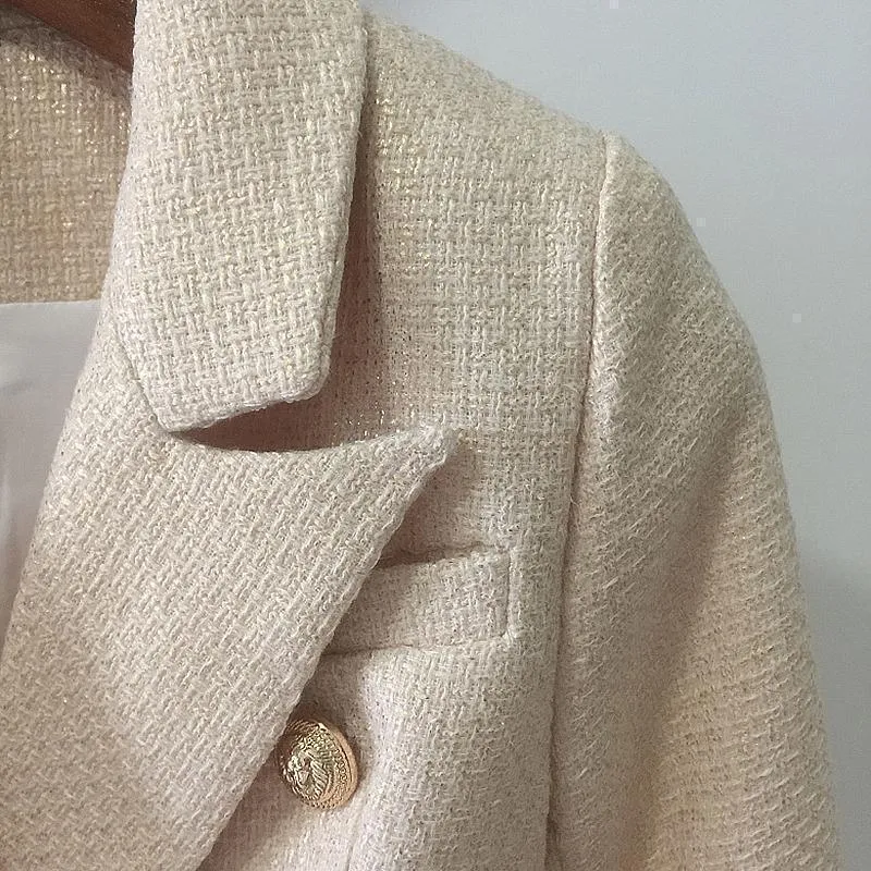 Women Blazer, Double Breasted Blazer, Beige