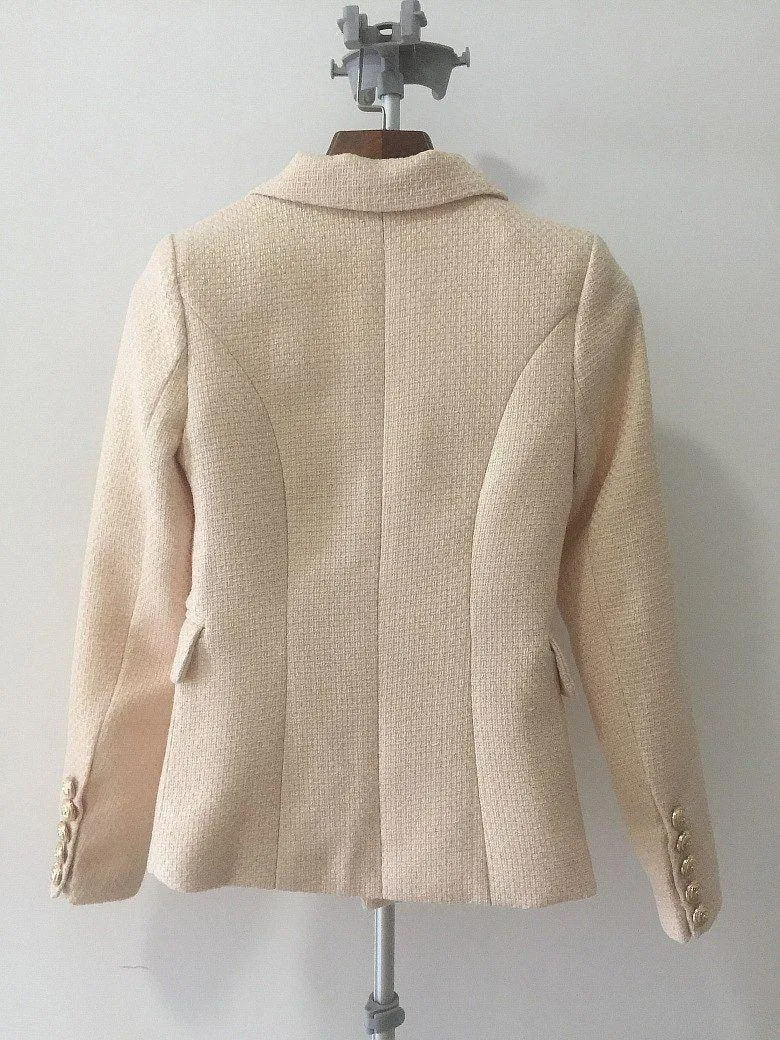 Women Blazer, Double Breasted Blazer, Beige