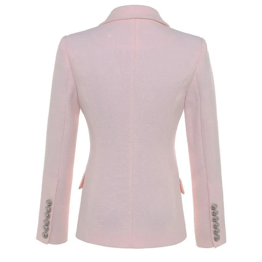 Women Blazer, Elegant Double Breast Blazer, Pink