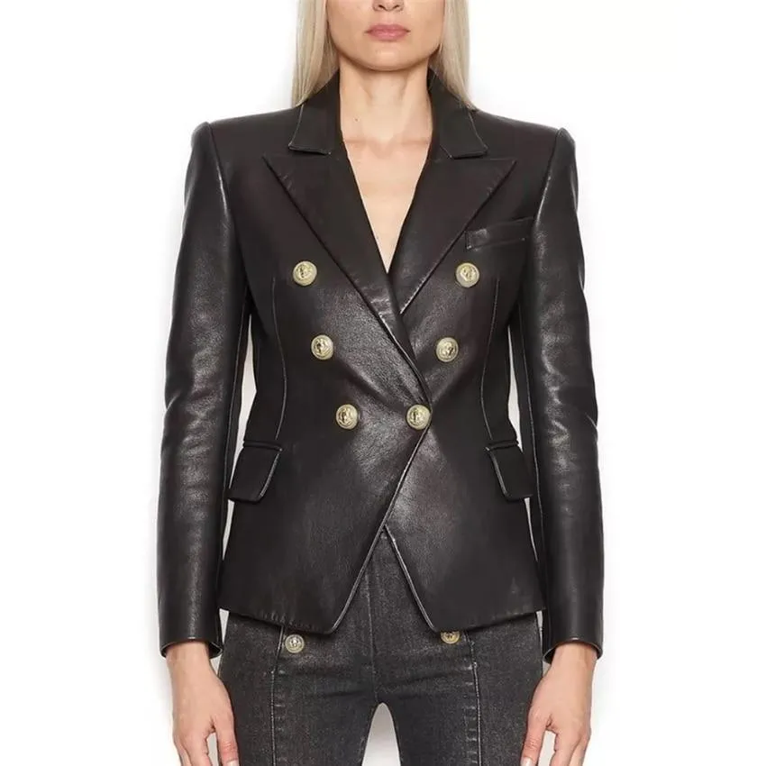 Women Blazer Faux Leather Blazer