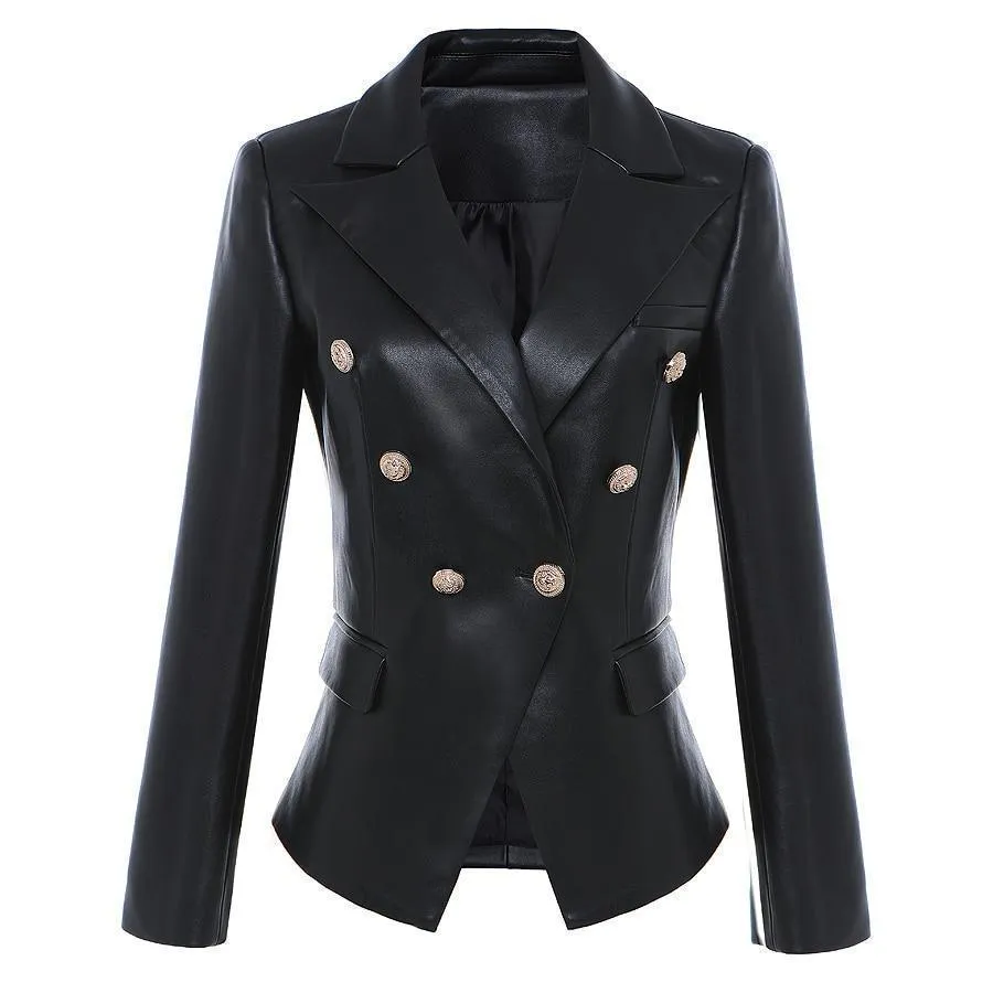 Women Blazer Faux Leather Blazer