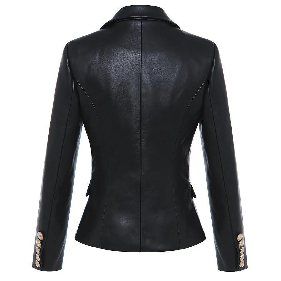 Women Blazer Faux Leather Blazer