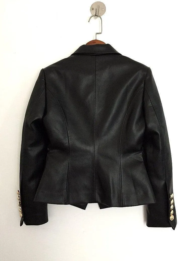 Women Blazer Faux Leather Blazer