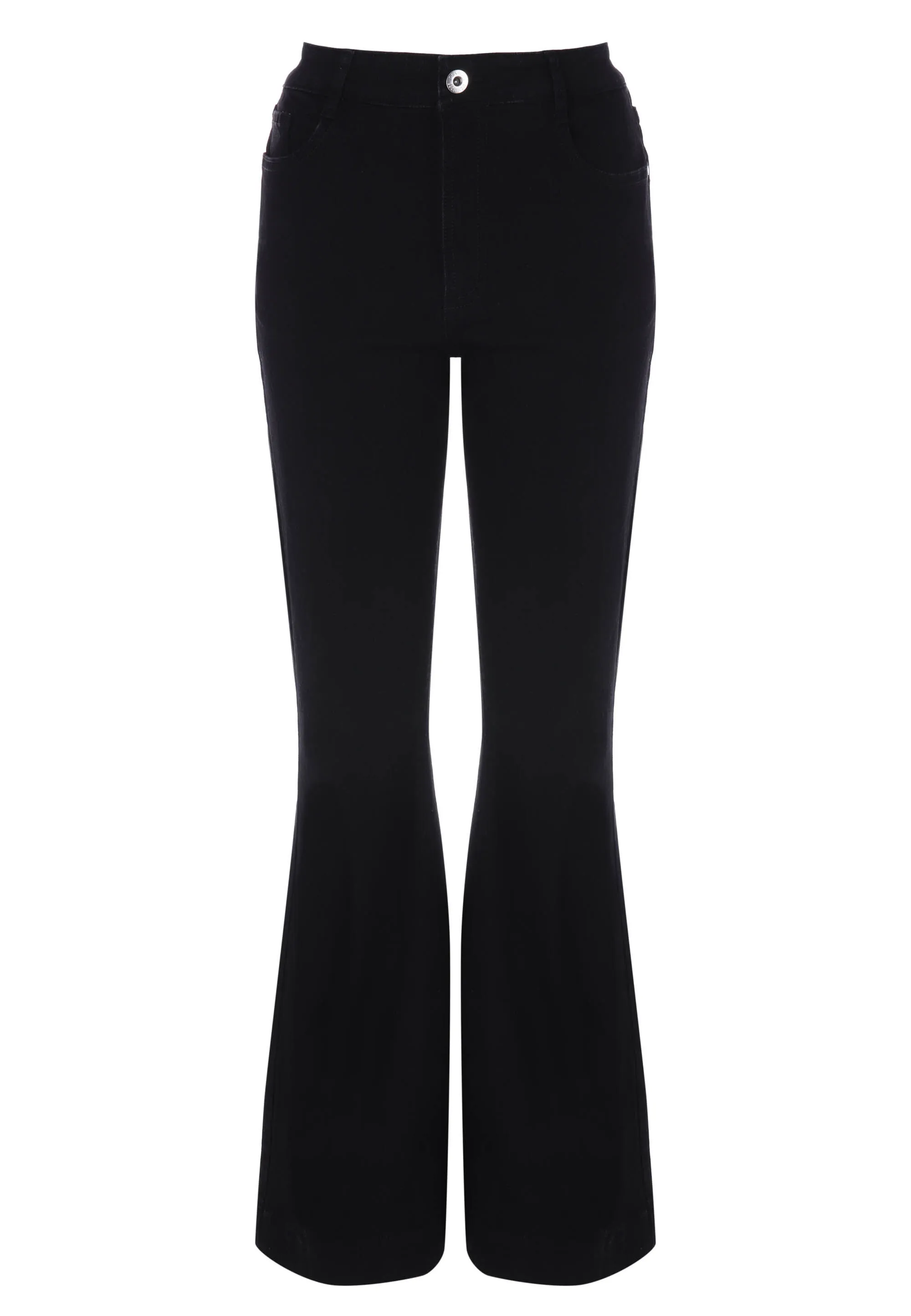 Womens Black Slim Leg High Rise Flare Jeans