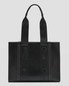 Woody Medium Tote Bag in Leather