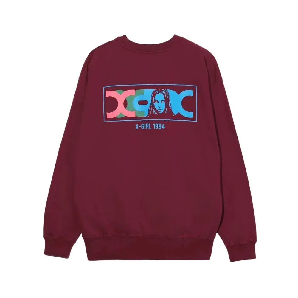 X-girl  |Crew Neck Unisex Street Style Long Sleeves Plain Cotton Logo