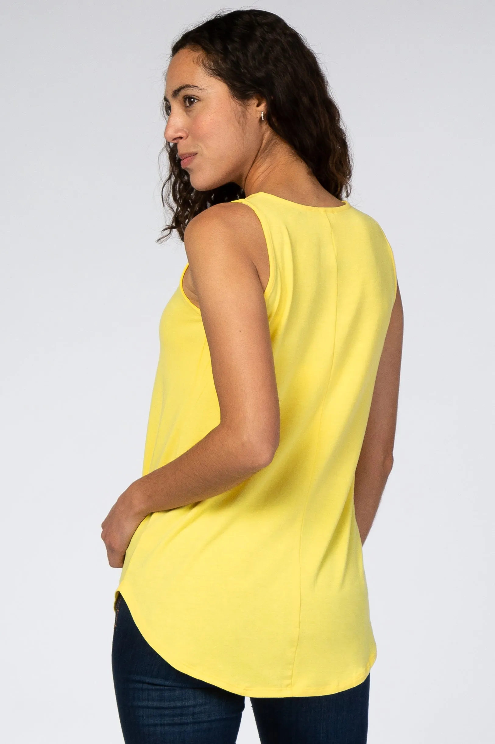 Yellow Rounded Hem Sleeveless Top