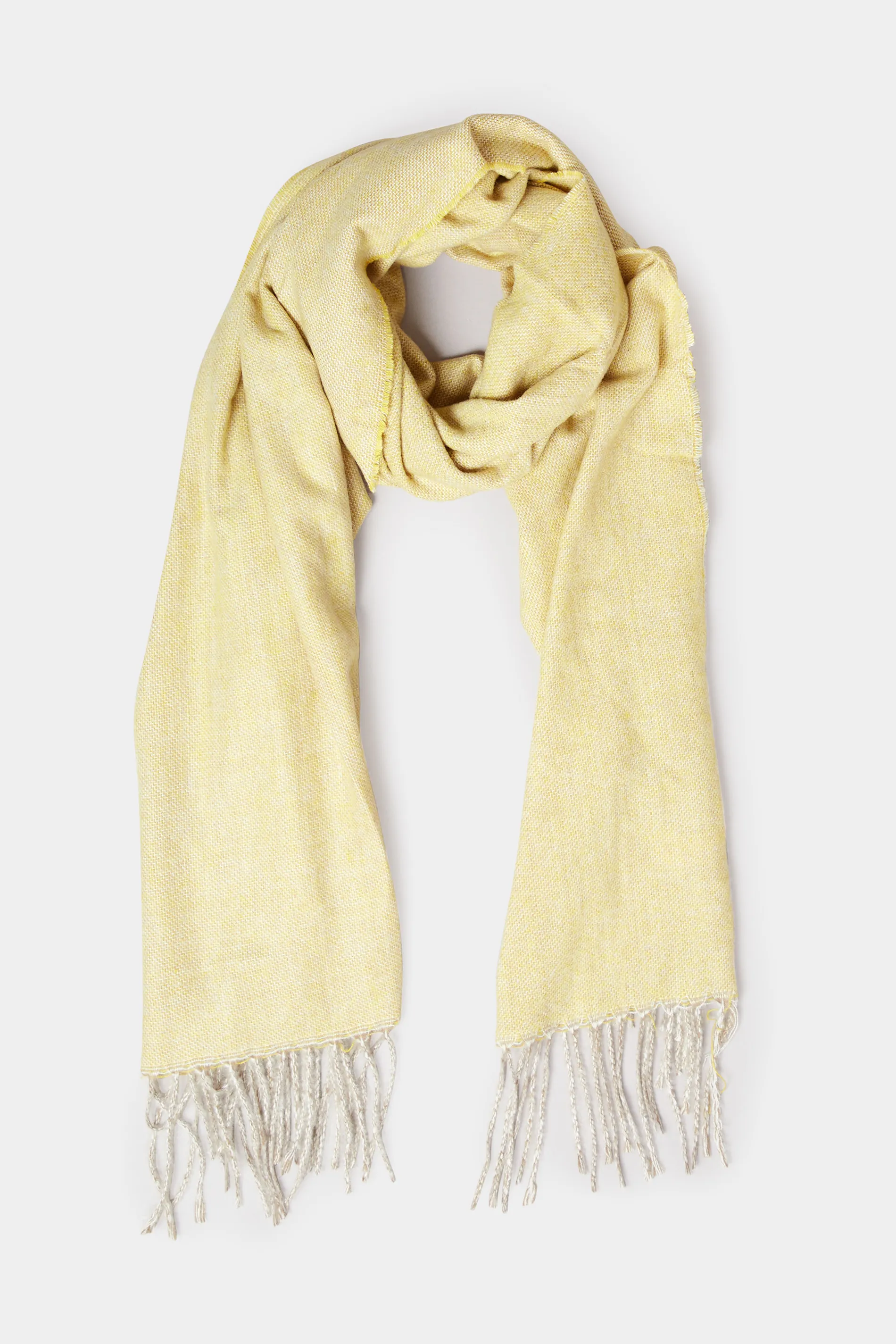 Yellow Tassle Trim Scarf